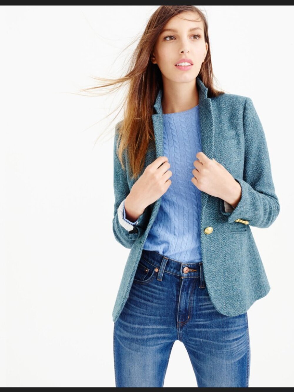 J. Crew Teal Campbell Wool Herringbone Single-Button Blazer Size 4
